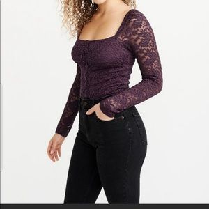 Womens Abercrombie long sleeve lace top - NWT